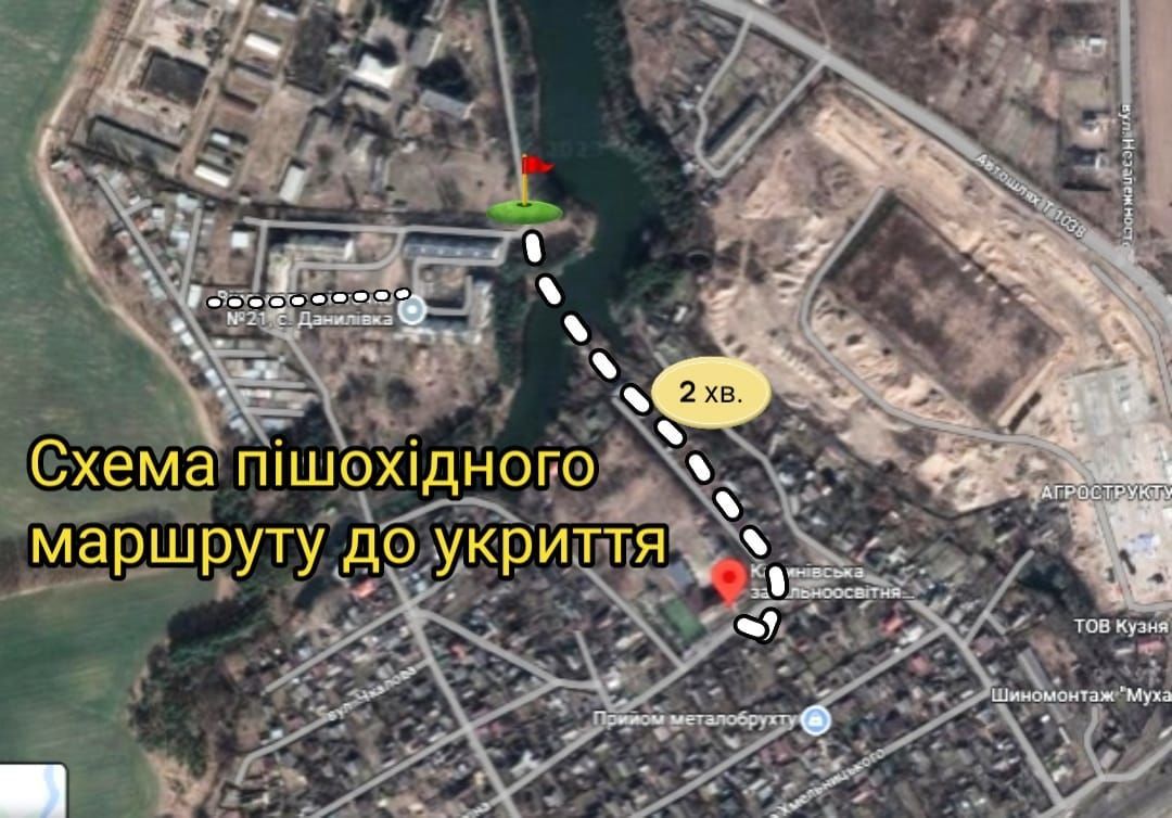 Схема пішохідного маршруту до укриття / © 