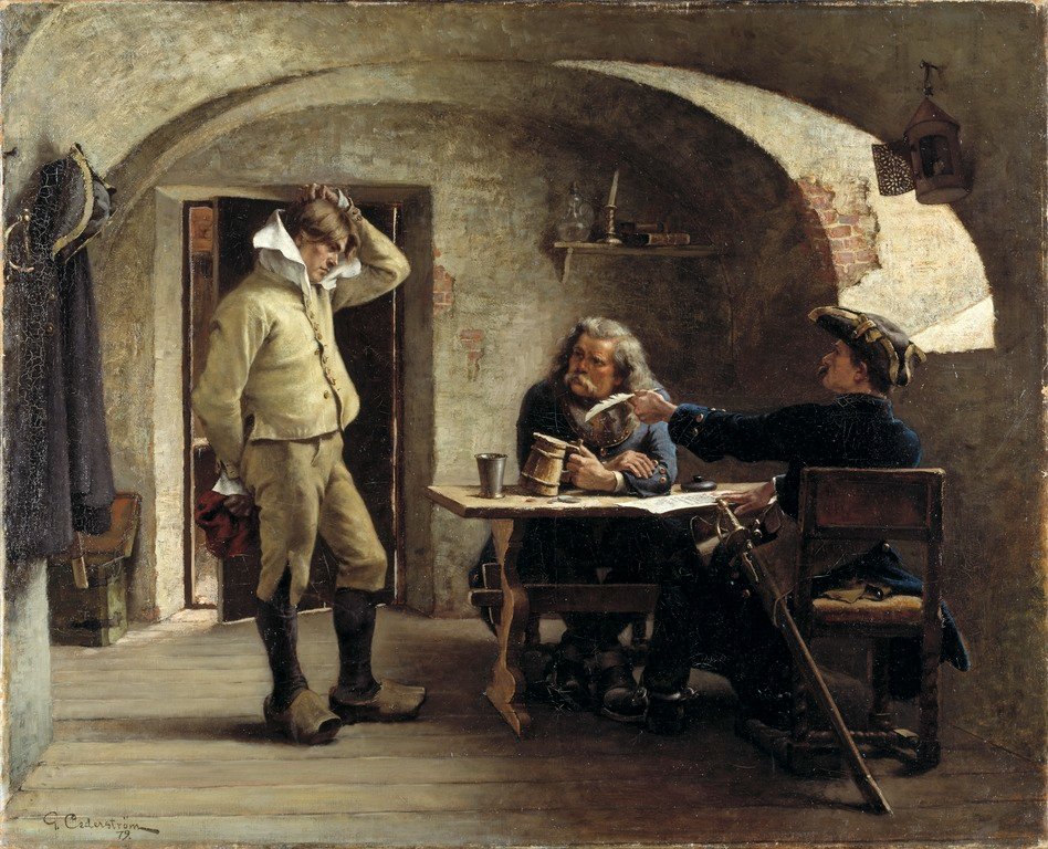Ґустав Седерстрьом. Набір у шведське військо часів Карла ХІІ, 1879 рік (Фото: Національний музей Швеції)