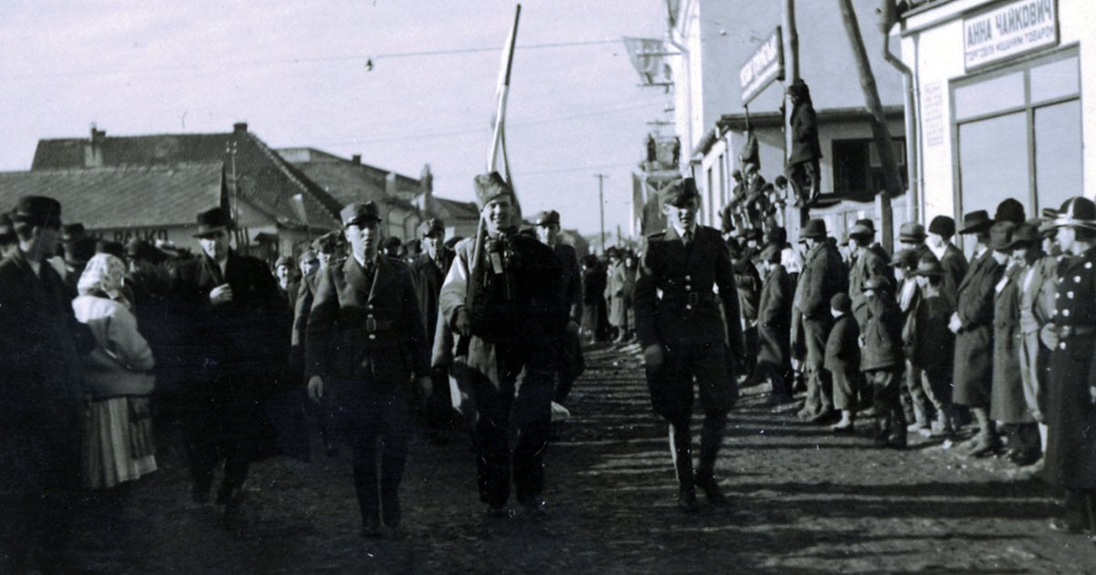 Урочиста хода в Хусті з нагоди 20-річчя підписання Акта Злуки, 22 січня 1939 року (Фото: DR)